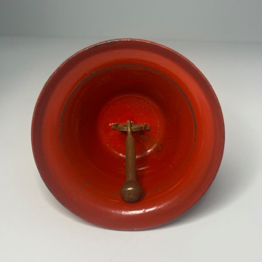 Vintage Metal Bell Wreath and Bow Handle Distressed Salvage Orange Red - Picture 5 of 5